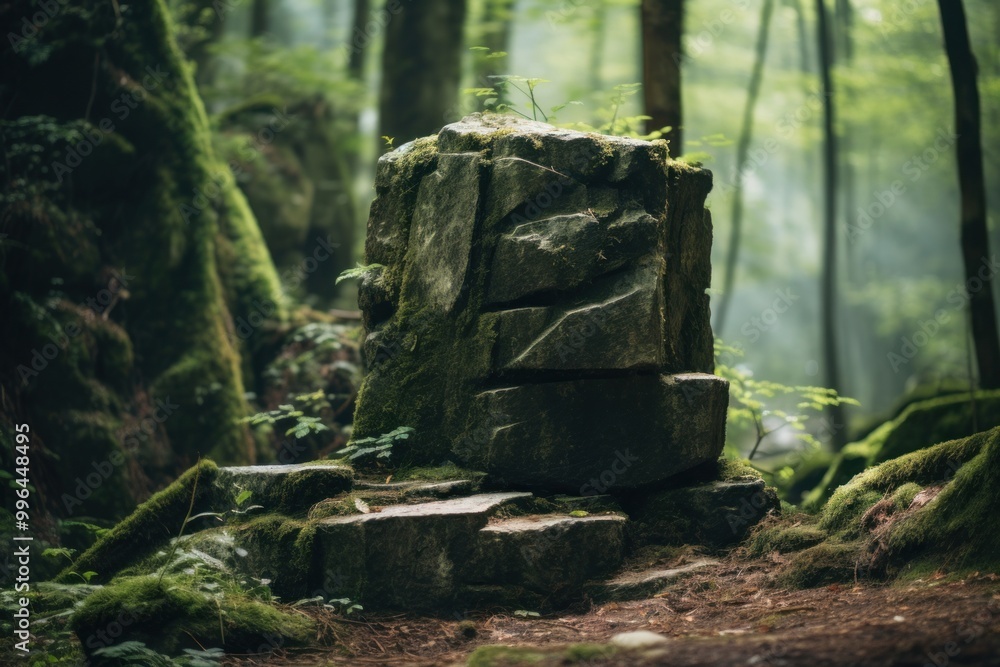 Stone podium forest outdoors woodland. Stone podium forest outdoors woodland.