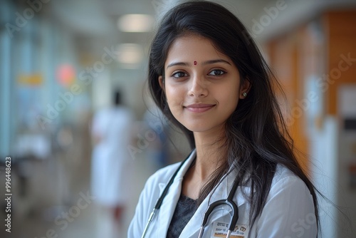 Studying medicine at the hospital in this portrait of a young female doctor