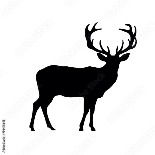 Silhouette of Stag in Nature Vector Illustration Transparent Background photo