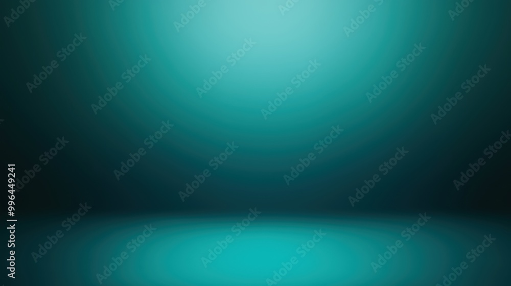 Obraz premium A soothing teal gradient background with a spotlight effect, creating a serene and ambient atmosphere perfect for various uses.