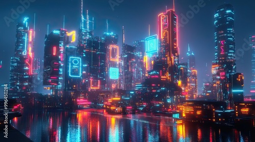 Wallpaper Mural AI metropolis, digital innovation, futuristic architecture, holographic networks Torontodigital.ca