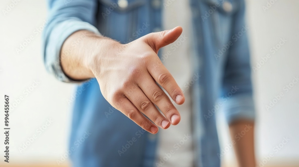 Fototapeta premium a person extending their hand for a handshake in a professional setting