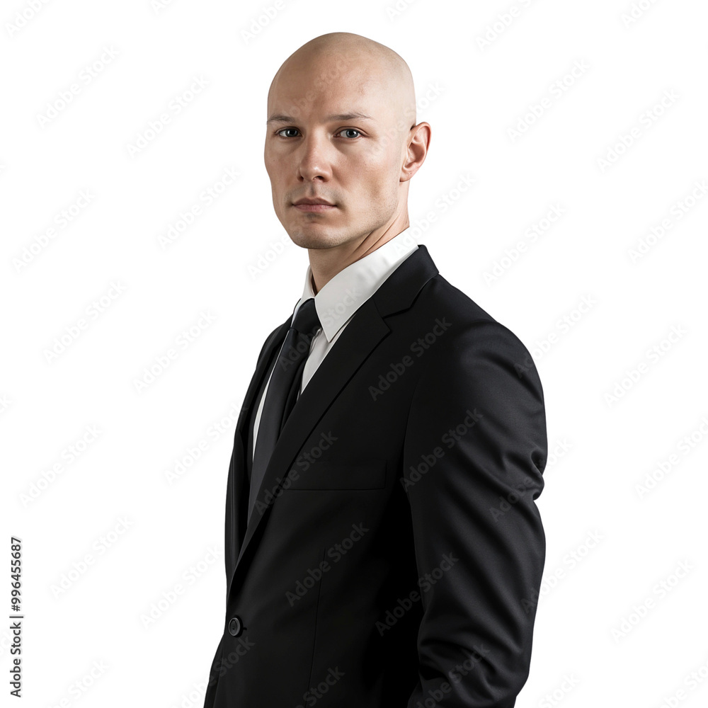 Portrait of a bald businessman in suit, professional headshot, isolated on transparent background Portrait of a bald businessman in suit, professional headshot, isolated on transparent background