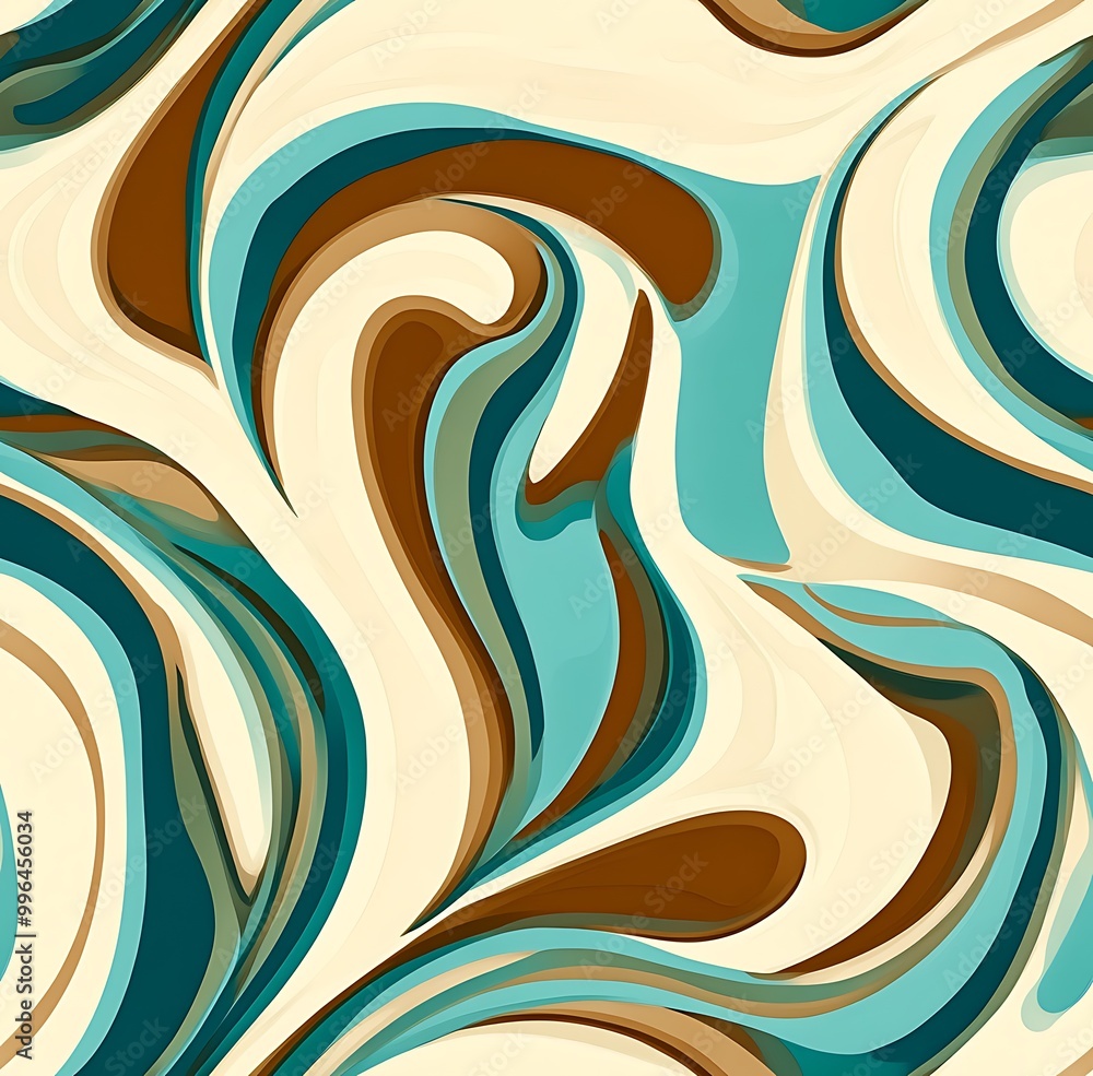 Groovy 70s retro design with a teal, brown, and black swirl pattern Groovy 70s retro design with a teal, brown, and black swirl pattern