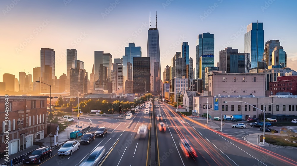 A time-lapse of a modern city at dawn, with the skyline silhouetted against the gradually brightening sky as the day begins to emerge A time-lapse of a modern city at dawn, with the skyline silhouetted against the gradually brightening sky as the day begins to emerge