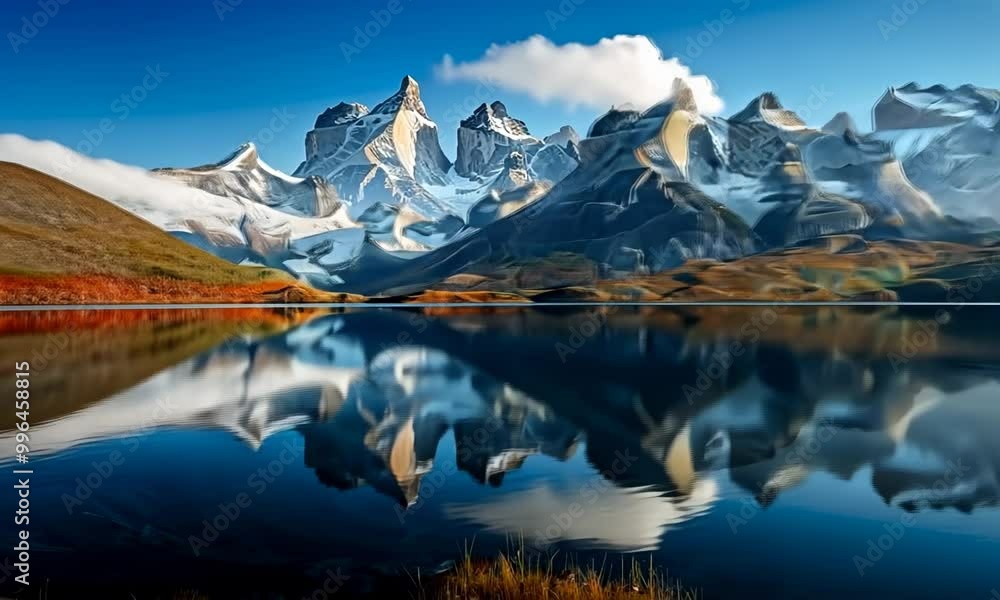 A beautiful mountain range with a lake in the foreground Video A beautiful mountain range with a lake in the foreground Video