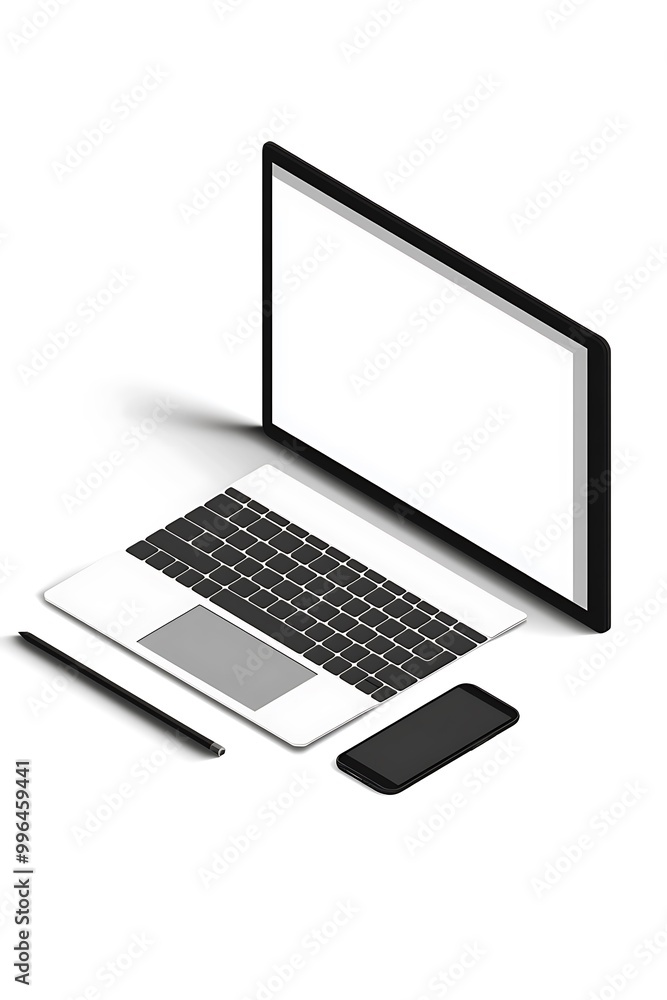 Laptop, tablet and smartphone mockup. 3d PC and mobile phone in perspective side, blank website on isometric empty screen, monitor isolated electronic Laptop, tablet and smartphone mockup. 3d PC and mobile phone in perspective side, blank website on isometric empty screen, monitor isolated electronic