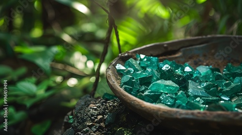 Vibrant Emerald Mine in Lush Tropical Setting Revealing Nature s Precious Gems photo