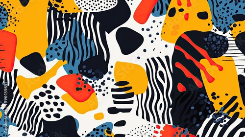 Abstract pattern with bold lines and dynamic shapes, bright and energetic, perfect for a playful background.