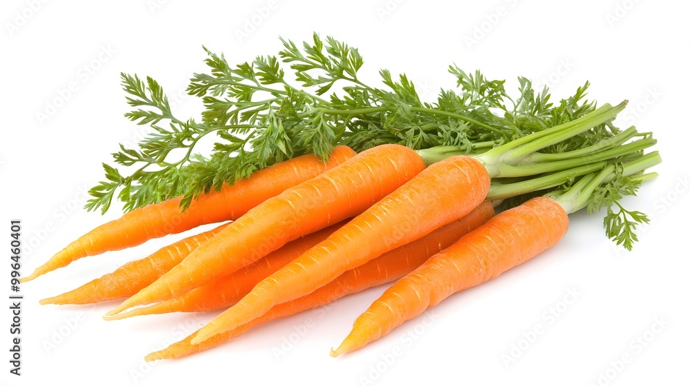 Cluster of carrots in mid-fall with depth of field on a white background Cluster of carrots in mid-fall with depth of field on a white background