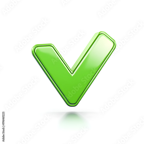 A green approve arrow icon, symbolizing affirmation, positivity, and eco-consciousness, isolated on a clean background. photo