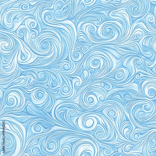 Seamless illustration of swirling waves with delicate lines