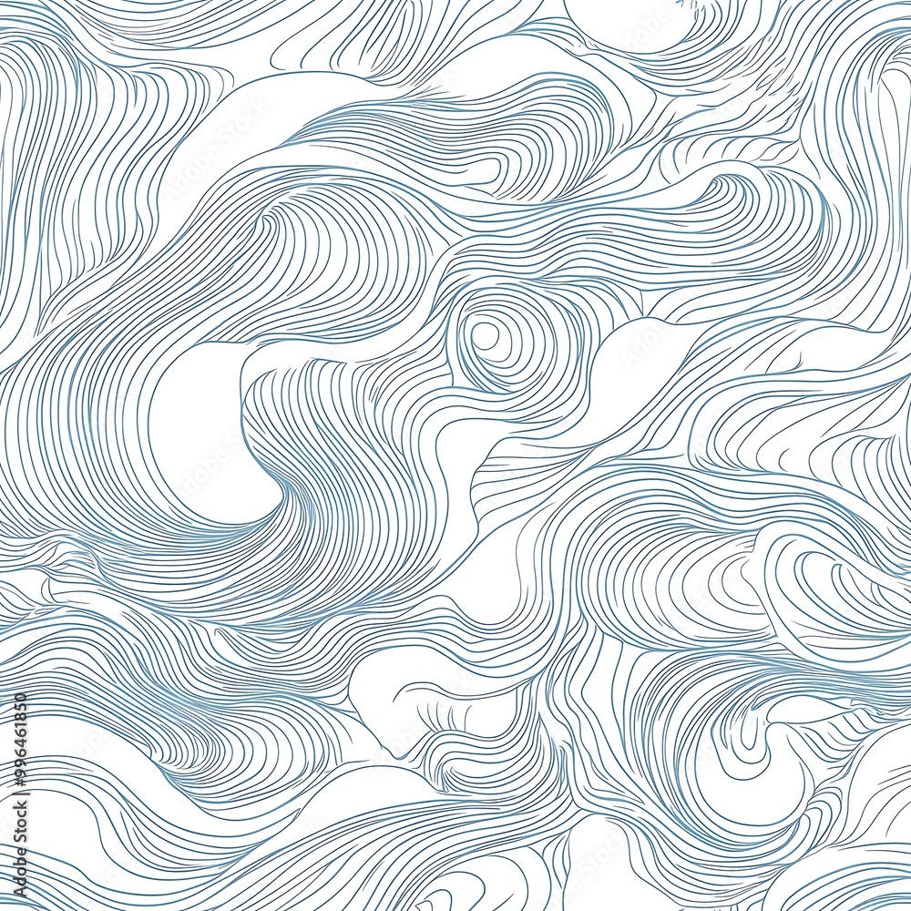 Fototapeta premium Seamless illustration of swirling waves with delicate lines