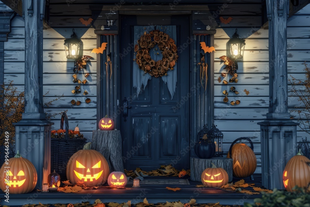 Obraz premium front porch with Halloween decorations Halloween decorations