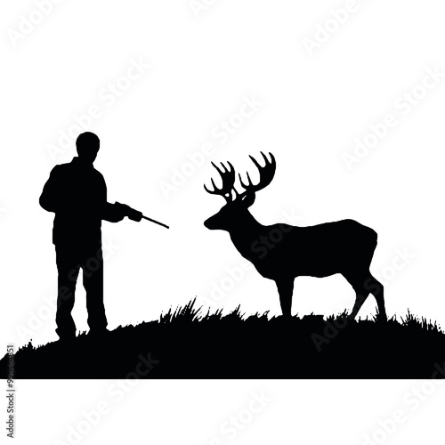 Majestic Stag Silhouette Vector Illustration Transparent Background photo