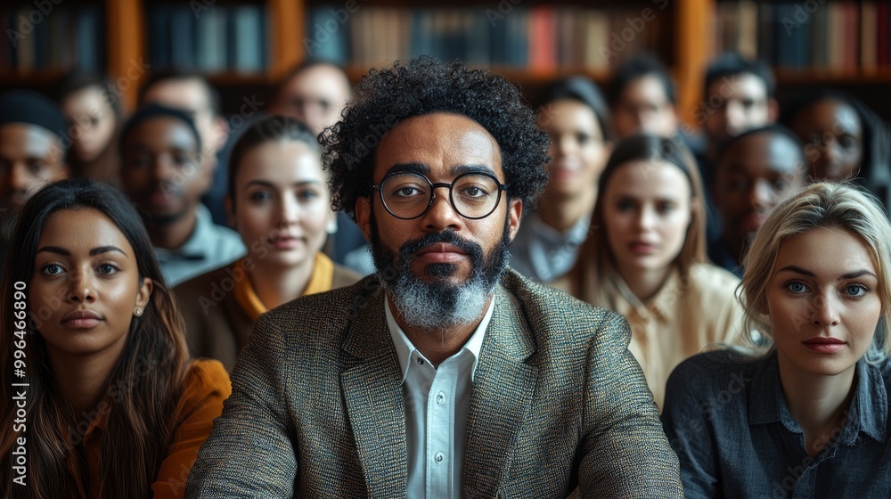 Obraz premium Diverse Group of People Listening Attentively in a Lecture Hall