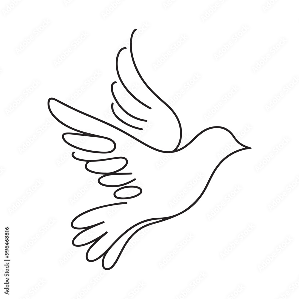 Obraz premium single one line bird silhouette 