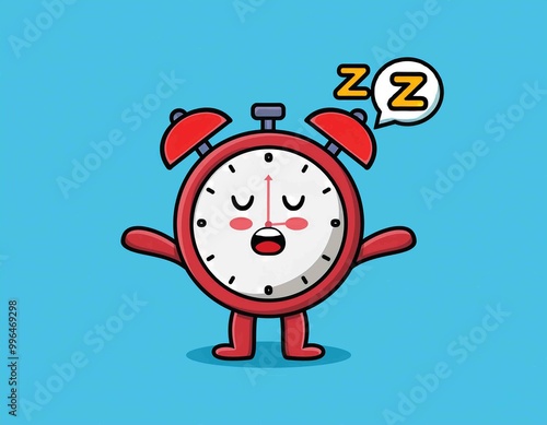 alarm clock sleep mascot Cartoon Vector