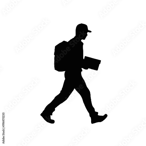 Courier in Action Silhouette Isolated on White Background – Vector Design