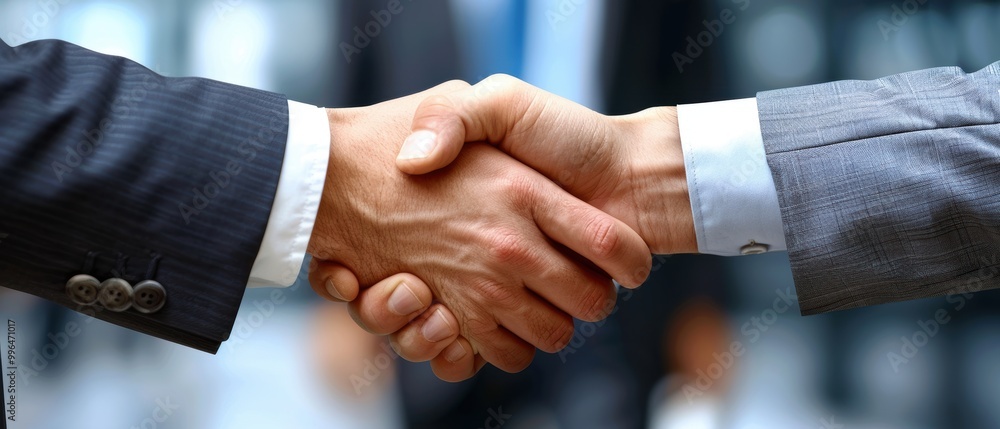 Obraz premium Business Executives Shaking Hands in Agreement