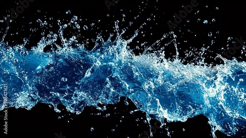 Wallpaper Mural Water splash with blue color on a black background,  the isolated water splash against a plain background, Torontodigital.ca