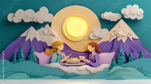 A whimsical paper art scene...