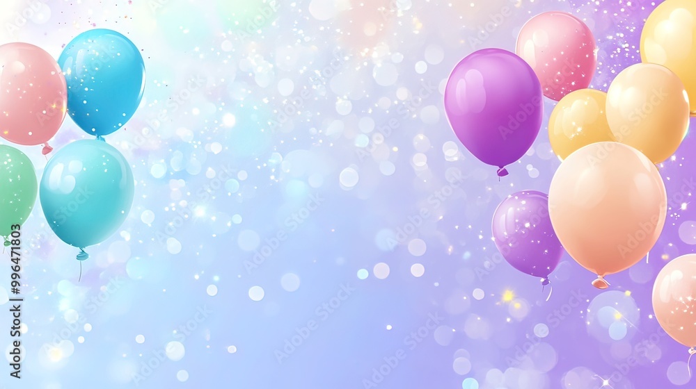 Colorful Balloons Floating in a Dreamy Sky Colorful Balloons Floating in a Dreamy Sky