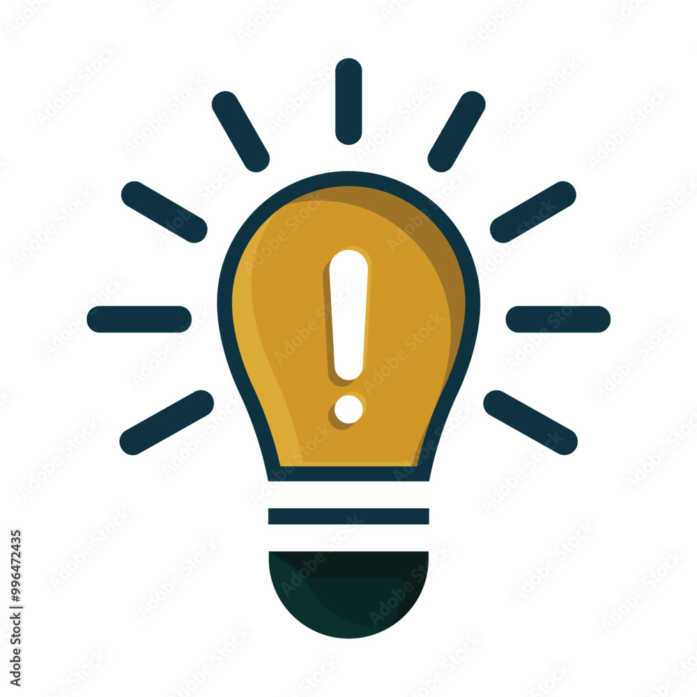 Idea icon. exclamation point in light bulb vector illustration. flat design style. Thin sign of innovation, solution, education logo. vector design template Idea icon. exclamation point in light bulb vector illustration. flat design style. Thin sign of innovation, solution, education logo. vector design template