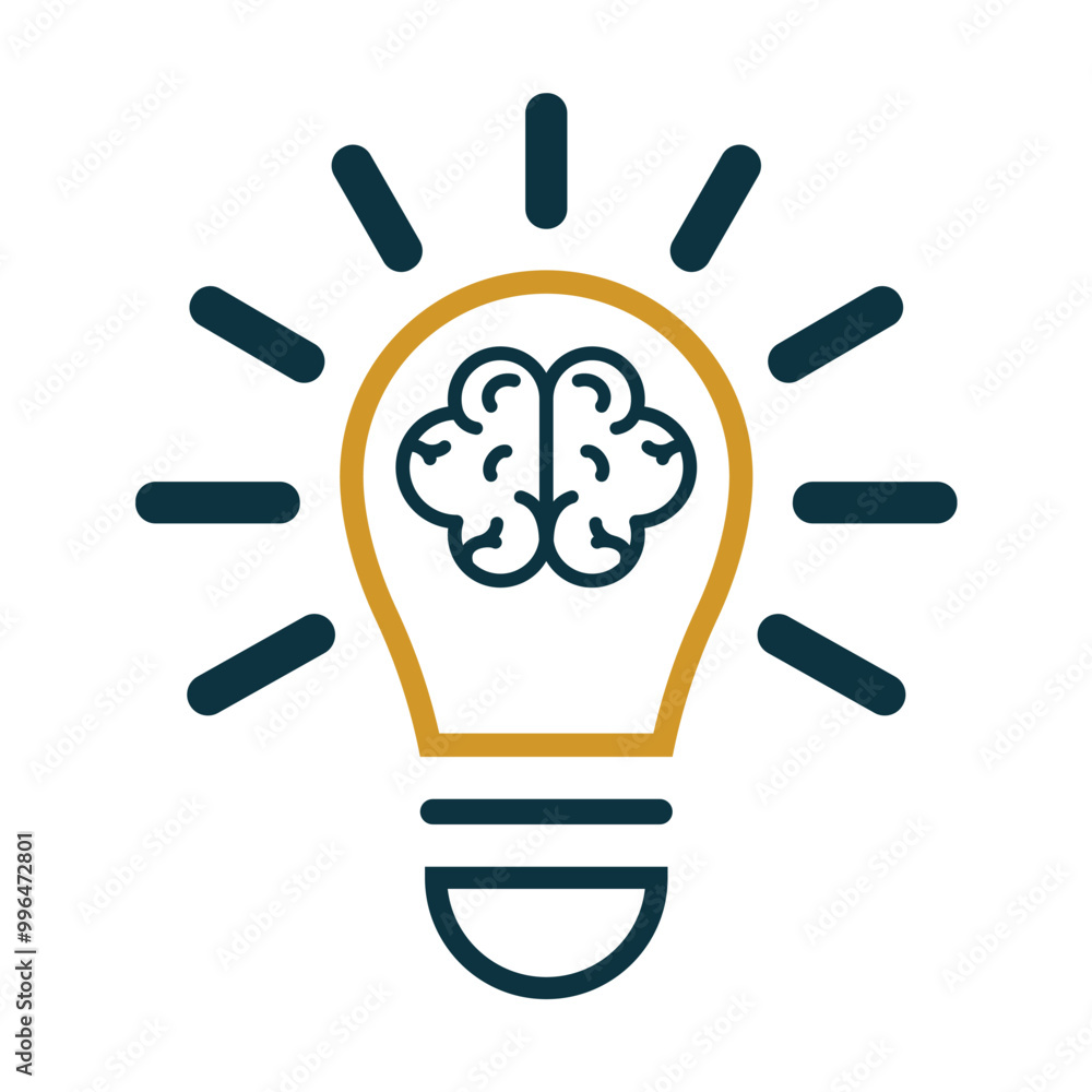 Creative idea icon. Brain in a light bulb vector illustration. outline design style. Thin sign of innovation, solution, education logo. vector design Creative idea icon. Brain in a light bulb vector illustration. outline design style. Thin sign of innovation, solution, education logo. vector design