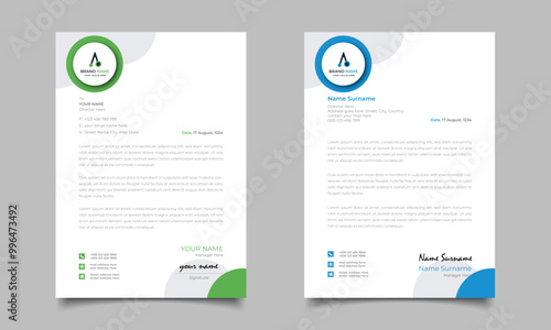 Green And Blue Modern Business Letterhead Simple Clean Template Design