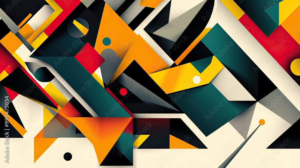 Geometric abstract pattern with sharp angles and bright colors, creating a dynamic and modern design. Geometric abstract pattern with sharp angles and bright colors, creating a dynamic and modern design.