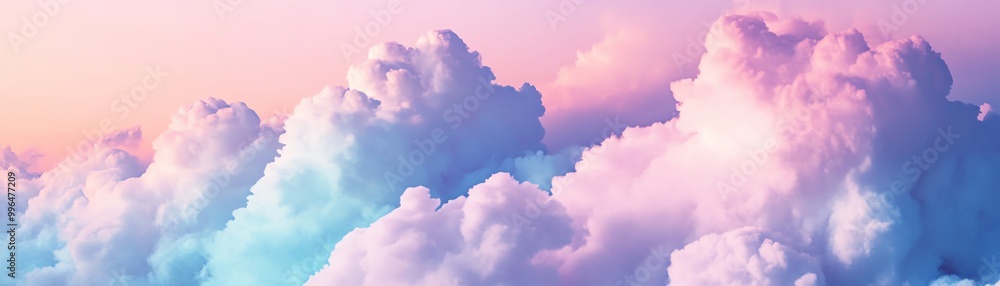 Fototapeta premium Beautiful pastel-colored clouds with a serene, dreamy atmosphere. Perfect for backgrounds, nature themes, and peaceful settings.