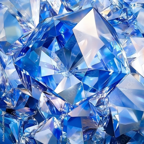 Sapphire and crystal, have large and small,Light refracting under Sapphire and crystal The refracted light creates a dreamlike effect. It's a scene that combines delicacy and profound.