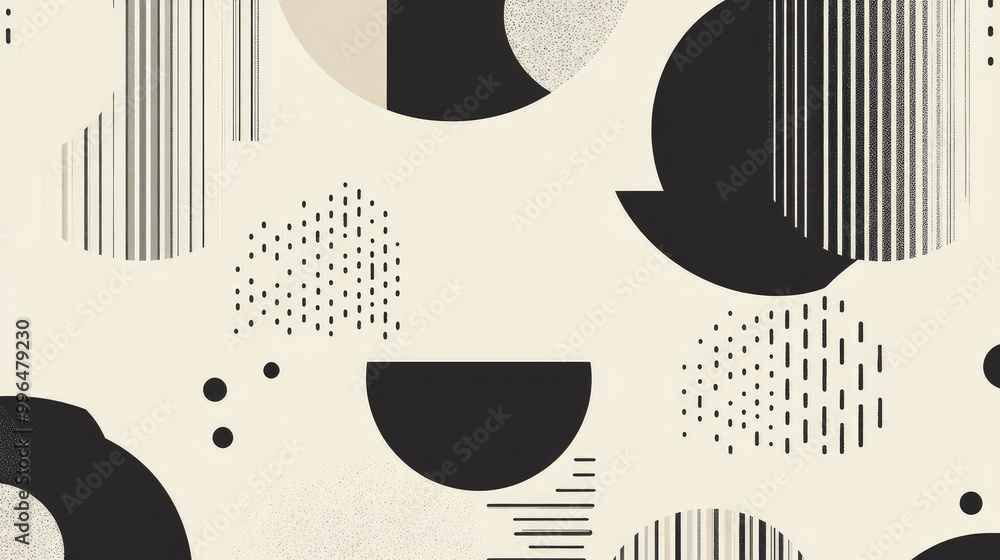 Obraz premium Minimalist abstract pattern with simple lines and shapes in monochromatic tones.