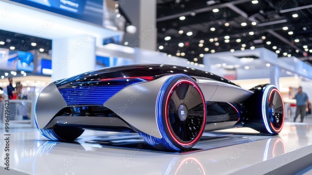 Futuristic Concept Car at Technology Exhibition Futuristic Concept Car at Technology Exhibition