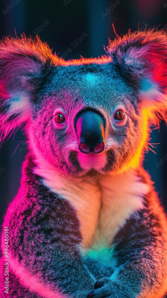 A koala is beaming in neon colors A koala is beaming in neon colors