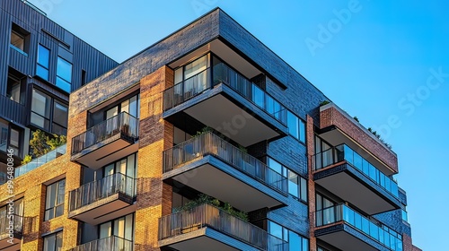 Modern Apartment Building with Balconies