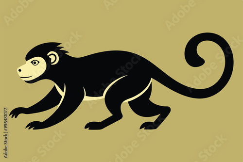 Solid color Marmoset running animal vector design