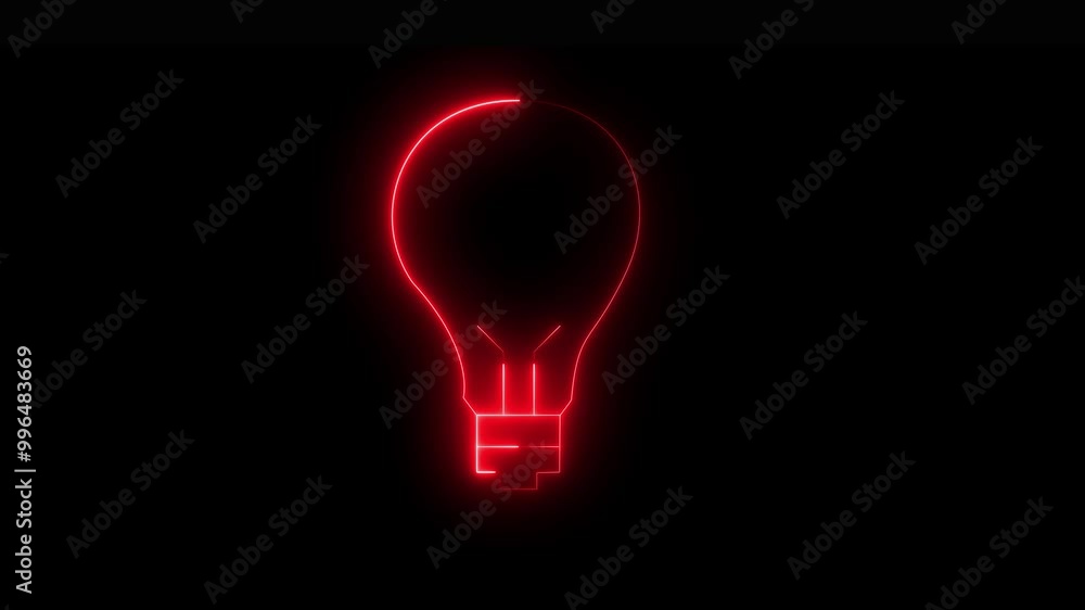 Neon electric bulb icon animation. Light lamp sign icon on black background. Light lamp icon with shadow on black background Neon electric bulb icon animation. Light lamp sign icon on black background. Light lamp icon with shadow on black background