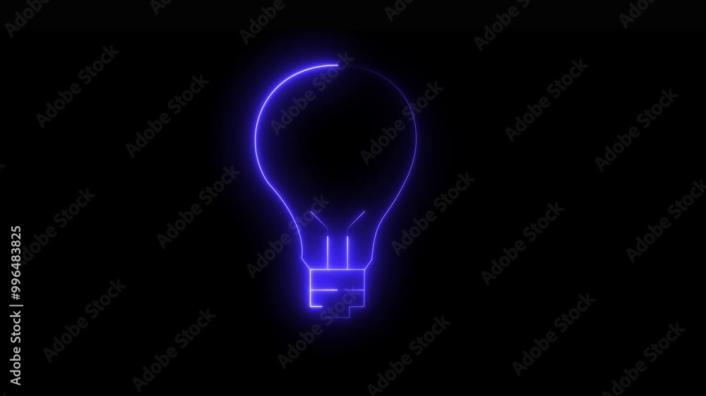 Neon electric bulb icon animation. Light lamp sign icon on black background. Light lamp icon with shadow on black background Neon electric bulb icon animation. Light lamp sign icon on black background. Light lamp icon with shadow on black background