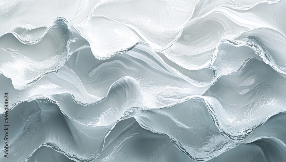 Fototapeta premium abstract water surface texture background with ripples, light, fresh cosmetic perfume business wave background, soft white and blue color palette