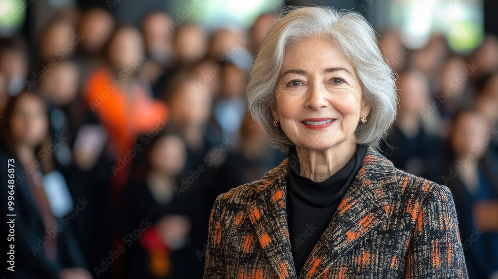 Confident Senior Woman Smiling in a Crowd Confident Senior Woman Smiling in a Crowd