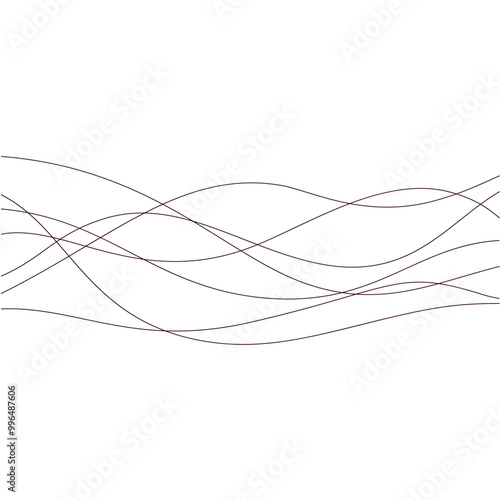 Abstract thin wavy lines. Wavy lines horizontal dividers outline minimalist background. Abstract black line wave curve movement. Vector Illustration.