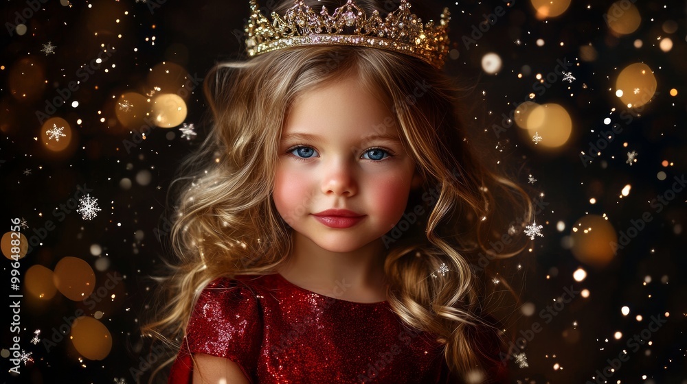 An elegant young blonde with blue eyes with a red dress on a snowy evening, stock photo An elegant young blonde with blue eyes with a red dress on a snowy evening, stock photo