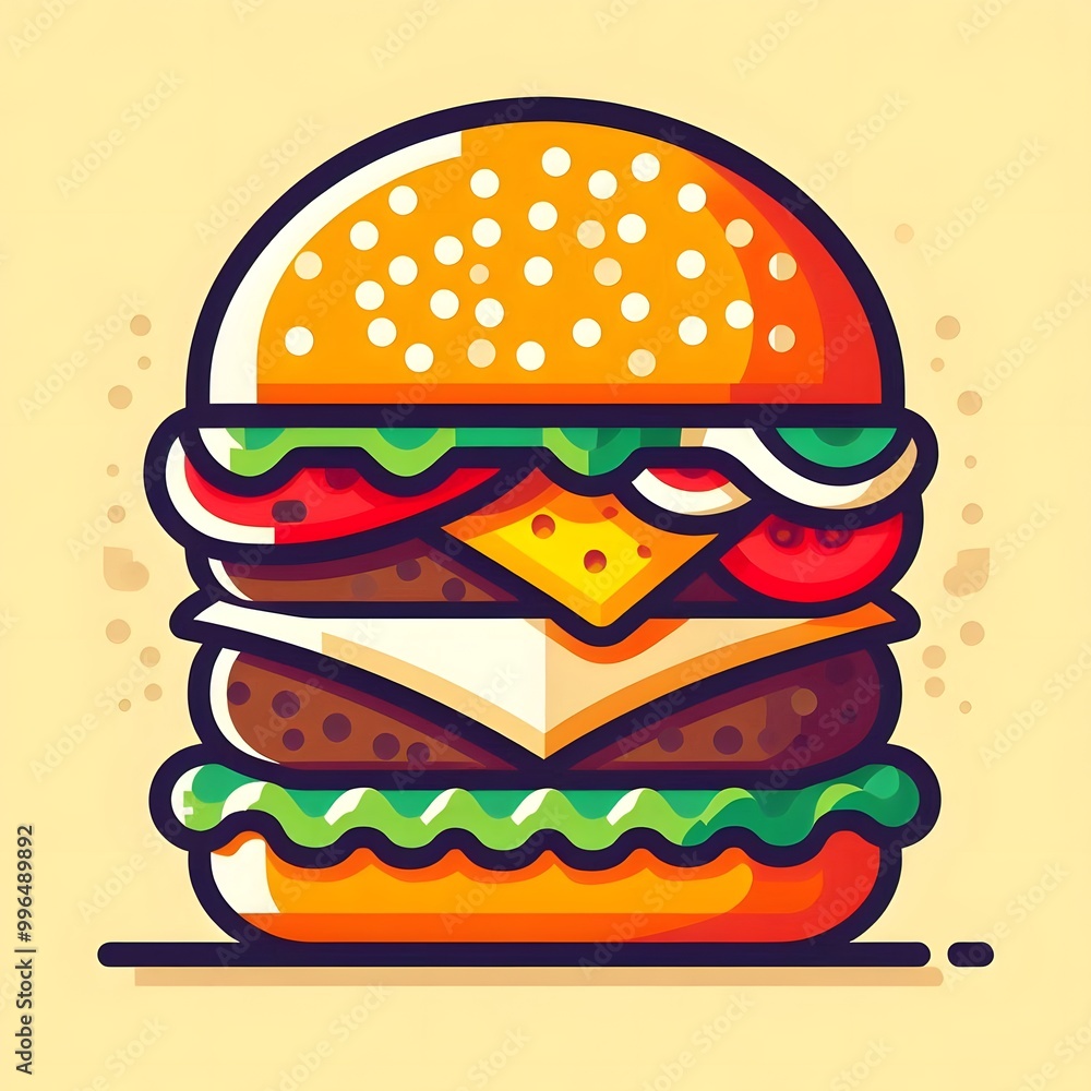 Beautiful realistic burger fast food illustration logo Beautiful realistic burger fast food illustration logo