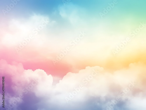 Dreamy sky with pastel-colored clouds creating a serene and calming atmosphere, perfect for inspirational and tranquil backgrounds.