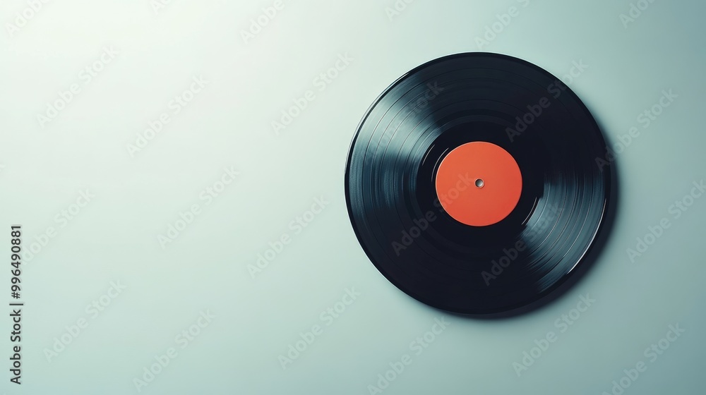 Vinyl record mockup on a plain white background, offering space for album cover designs or music branding. Vinyl record mockup on a plain white background, offering space for album cover designs or music branding.