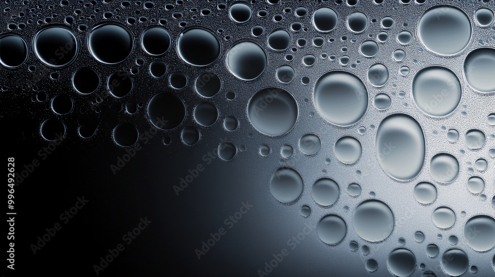 Oil and water bubbles, blue background, dark gray gradient, deep background Oil and water bubbles, blue background, dark gray gradient, deep background
