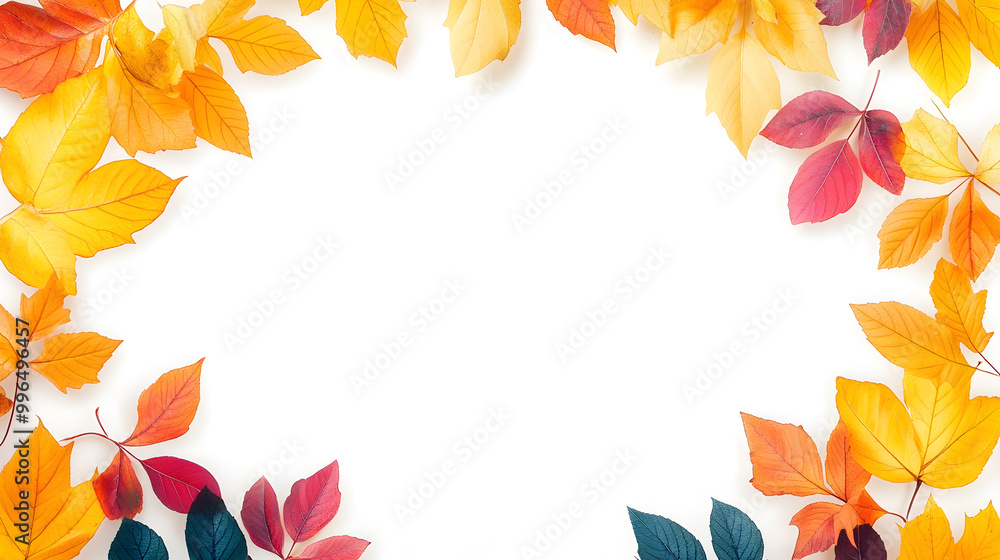 Beautiful fall leaves decorative border with copy space for text Beautiful fall leaves decorative border with copy space for text