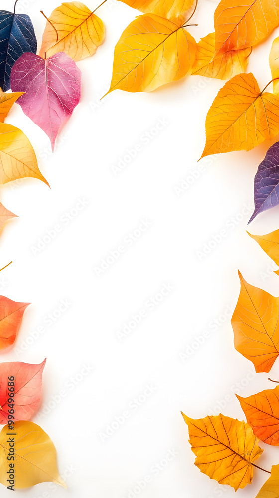 Obraz premium Beautiful fall leaves decorative border with copy space for text